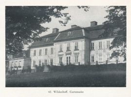 Wildenhoff, Gut mit Försterei, Schloß und Ziegelei, Kreis Preußisch Eylau Wildenhoff, Schloß von der Gartenseite 