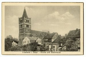 Friedland (Ostpr.), Kreis Bartenstein Friedland (Ostpr.), Kirche und Stadtmauer Фридланд (Вост. Пруссия), церковь и городская стена