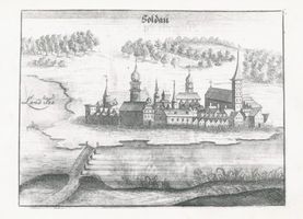 Soldau, Kreis Neidenburg Soldau, Ortsansicht, Kupferstich II 