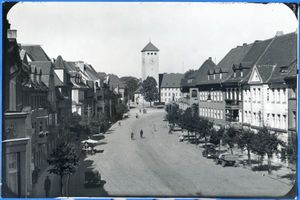 Ortelsburg, Stadt, Kreis Ortelsburg Ortelsburg, Adolf-Hitler-Platz mit Rathaus 