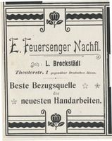 Königsberg (Pr.), Stadtkreis Königsberg Theaterstraße Königsberg (Pr.), Theaterstraße, Handarbeiten, E. Feuersenger Nachf. Königsberg, Anzeigen