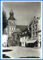 Bischofsburg, Stadt, Kreis Rößel Markt Bischofsburg, Nordecke des Marktplatzes mit Kath. Kirche 
