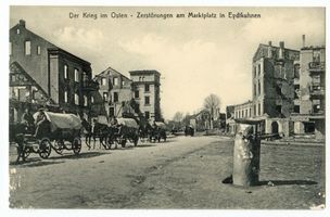 Eydtkau, Kreis Ebenrode Markt Eydtkuhnen, Zerstörungen am Marktplatz Eydtkuhnen, 1. Weltkrieg