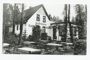 Metgethen, Ort und Bahnstation, Stadtkreis Königsberg Hohenzollernweg Metgethen,  Hohenzollernweg , Cafe und Restaurant  Zum Eichhörnchen  Metgethen, Häuser früher und heute