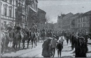 Tilsit, Stadt, Stadtkreis Tilsit Tilsit, Auszug der Litauischen Dragoner, August 1914 Tilsit, Erster Weltkrieg, russische Besetzung und Befreiung 1914