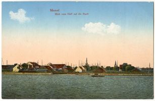 Memel, Stadt, Stadtkreis Memel Memel, Blick vom Haff auf die Stadt Мемель, вид с залива на город