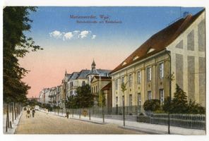 Marienwerder, Stadt, Kreis Marienwerder Marienwerder, Bahnhofstraße mit Reichsbank Мариенвердер, Банхофштрассе с Имперским банком