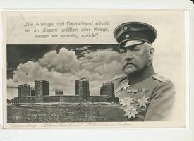 Hohenstein Kr. Osterode, Stadt, Kreis Osterode Hohenstein i. Ostpr., Tannenberg-Nationaldenkmal - Ansicht und Porträt Hindenburgs mit Zitat 