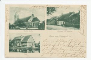 Noßberg, Kreis Heilsberg Noßberg, Kath. Kirche, Gasthaus, Post 