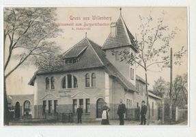 Willenberg Kr. Ortelsburg, Stadt, Kreis Ortelsburg Willenberg Kr. Ortelsburg, Etablissement zum Burgschlösschen 