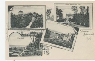 Schwarzort, Kreis Memel Schwarzort, Blocksberg, Pfarrthal, Kurischer Hof und Villa Stellmacher 