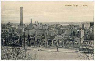Soldau, Kreis Neidenburg Soldau, Marktplatz nach der Zerstörung im 1. Weltkrieg IV Erster Weltkrieg