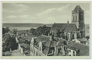 Riesenburg, Kreis Rosenberg Riesenburg, Blick vom Wasserturm, Kirche 