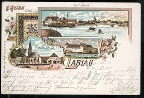 Labiau, Kreis Labiau Labiau, Ortsansicht, Markt mit Kirche, Schloß Labiau, nicht verortete Bildmotive