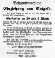 Johannisburg, Kreis Johannisburg Johannisburg, Bekanntmachung Einziehung von Notgeld Johannisburg (Kreis), nicht verortete Bildmotive