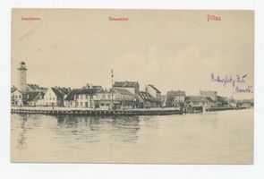 Pillau, Seestadt, Kreis Samland Pillau, Seestadt, Leuchtturm und Ostseehotel Pillau, Leuchtturm