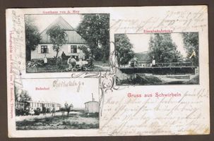 Güldenau, Kreis Insterburg Güldenau, Bahnhof, Eisenbahnbrücke, Gasthaus Mey 