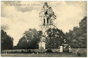 Kruglanken, Kreis Angerburg Kruglanken, Kirche mit Volltreffer I 