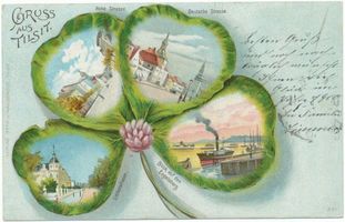 Tilsit, Stadt, Stadtkreis Tilsit  Tilsit, Hohe Str., Deutsche Str., Lindenstr., Blick zum Engelsberg Tilsit, Potpourri-Ansichtskarten