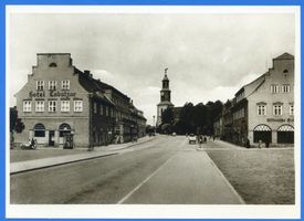Ebenrode, Stadt, Kreis Ebenrode Ebenrode, Adolf-Hitler-Platz mit evangelischer Kirche III 