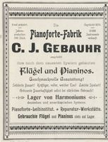 Königsberg (Pr.), Stadtkreis Königsberg Königsberg (Pr.), Pianoforte-Fabrik, C. J. Gebauhr Königsberg, Anzeigen