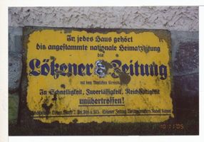 Lötzen, Stadt, Kreis Lötzen Lötzen, Firmenschild der Heimatzeitung 