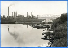 Tilsit, Stadt, Stadtkreis Tilsit  Tilsit, Städtischer Hafen, Zellstoff-Fabrik und Eisenbahnbrücke II Tilsit, Zellstoff-Fabrik auf der Mühleninsel