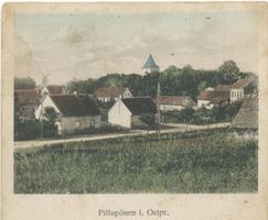 Schloßbach, Kreis Ebenrode Pillupönen Kr. Ebenrode, Ortsansicht mit Kirche 
