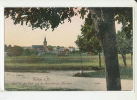 Soldau, Kreis Neidenburg Soldau, Ortsansicht von der Neidenburger Chaussee aus 