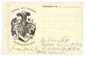 Königsberg (Pr.), Stadtkreis Königsberg Königsberg (Pr.), Karte der Akademisch-Theologischen Verbindung Wartburg Königsberg, Studentenverbindungen, Korporationen