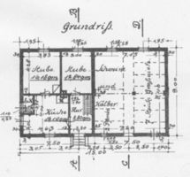 4 Bauzeichnungen eines Wohnhauses mit Stall für 40-60 Morgen in Grundrissen und Querschnitten  Bl. 7 - Grundriss 4 строительных чертежа жилого дома со скотным сараем на 40-60 моргенов в планах и поперечных разрезах, лист 7 — план