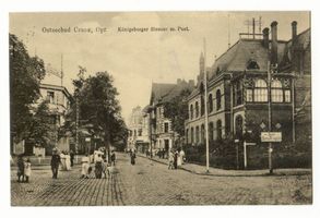 Cranz Kr. Samland, Ort, Kreis Samland Cranz Kr. Samland, Königsberger Straße mit Post II Кранц, р-н Самбия, Кёнигсбергерштрассе с почтой, II