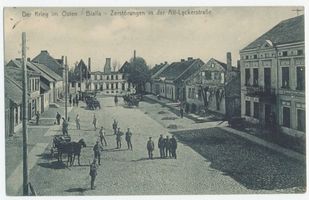Gehlenburg, Kreis Johannisburg Bialla Kr. Johannisburg, Zerstörung in der Alt-Lyckerstraße Бялла, округ Йоханнисбург, разрушения на Альт-Лыкерштрассе