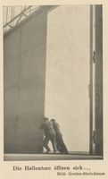 Königsberg (Pr.), Stadtkreis Königsberg Königsberg-Devau, Die Tore der Flugzeughalle werden geöffnet Кёнигсберг-Девау, открываются ворота ангара для самолётов