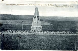 Soldau, Kreis Neidenburg Soldau, Massengrab deutscher und russischer Krieger bei Soldau Сольдау, братская могила немецких и русских воинов близ Сольдау