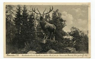 Jagdhaus Rominten, Kreis Goldap Jagdhaus Rominten, Hirschdenkmal an der Kapelle 