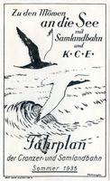 Cranz Kr. Samland, Ort, Kreis Samland Cranz, Cranzer- und Samlandbahn, Fahrplan 