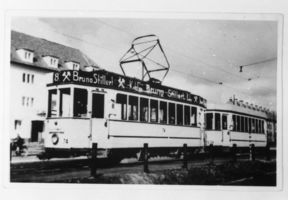 Königsberg (Pr.), Stadtkreis Königsberg Königsberg, Straßenbahn der Linie 8 mit Werbung Кёнигсберг, трамвай 8-го маршрута с рекламой