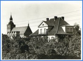 Bischofsburg, Stadt, Kreis Rößel Bischofsburg, Teilansicht mit Kath. Kirche 