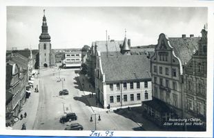 Insterburg, Stadt, Stadtkreis Insterburg Insterburg, Alter Markt mit Lutherkirche und Hotel Insterburg, Lutherkirche