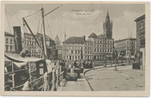 Königsberg (Pr.), Stadtkreis Königsberg Kai Königsberg, Hundegatt, Blick von der Straße  Kai  auf das Schloss Königsberg, Hundegatt