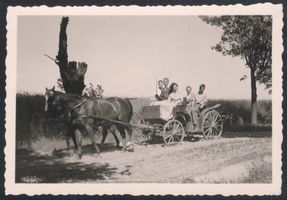 Landkeim Kr.Samland, Kreis Samland Landkeim Kr. Samland,  Ausfahrt mit der Kutsche über die Felder Ландкайм, р-н Самбия, выезд в коляске по полям