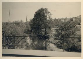 Allenstein, Stadtkreis Allenstein Allenstein, Allebrücke am Marienkrankenhaus, Blick auf Herz-Jesu-Kirche und Roonstrasse Allenstein, Krankenhäuser und Heilstätten