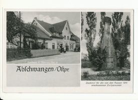 Abschwangen, Kreis Preußisch Eylau Abschwangen, Gasthaus, Denkmal 