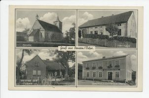 Benern, Kreis Heilsberg Benern, Kirche, Pfarrhaus, Schule, Gasthaus 