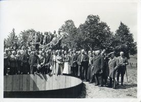 Auenhof, Kreis Gumbinnen Purpesseln, Gruppe während eines Grünlandlehrganges auf dem Gut 