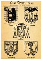  Kreis Rößel, Wappen Ermland: Rößel, Seeburg, Bischofsburg, Bischofstein 