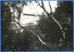 Rauschen Kr. Samland, Kreis Samland Rauschen Kr. Samland, Durchblick zum Strand mit Seesteg Rauschen, Strand