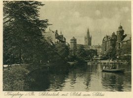 Königsberg (Pr.), Stadtkreis Königsberg Königsberg (Pr.), Schlossteich mit Blick zum Schloss Кёнигсберг (Пр.), Замковый пруд с видом на Замок