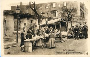  Ostpreußen, Zerstörter Ort, Fleisch- und Geflügelverkauf Восточная Пруссия, разрушенное селение, торговля мясом и птицей
